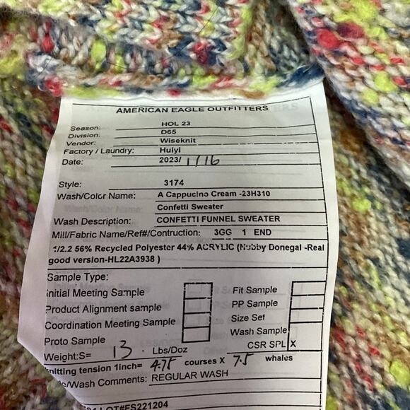 Aerie Multicolor Confetti Funnel Mock Neck Ribbed Pullover Sweater Top Size S - Picture 5 of 5